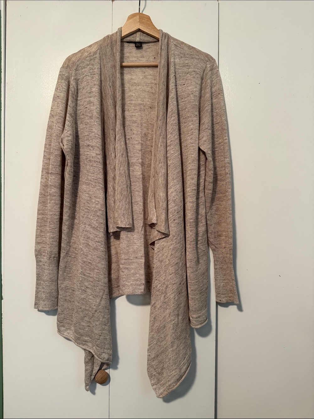 Tommy Bahama 100% Linen Light Beige Open-Front Draped Cardigan S Office Coastal